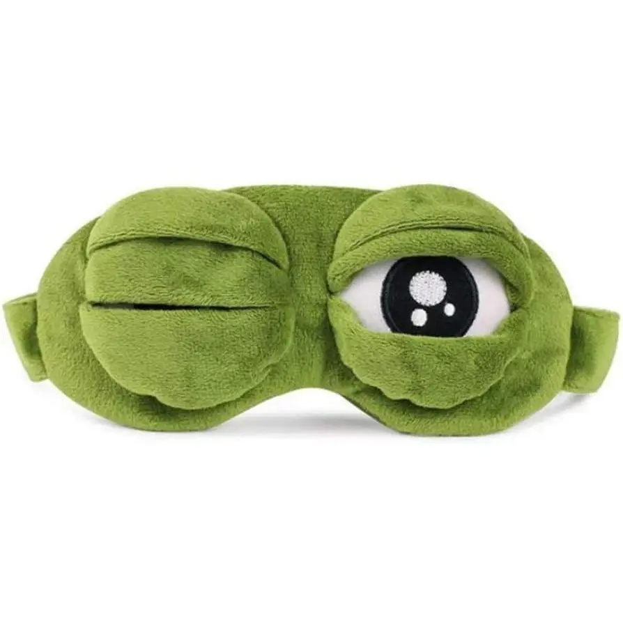 Cute Rabbit Sleeping Eye Mask Plush Blindfold Travel Sleep Masks Super Soft Funny Eye Cover  Kids Girls and Adult (Green Frog)