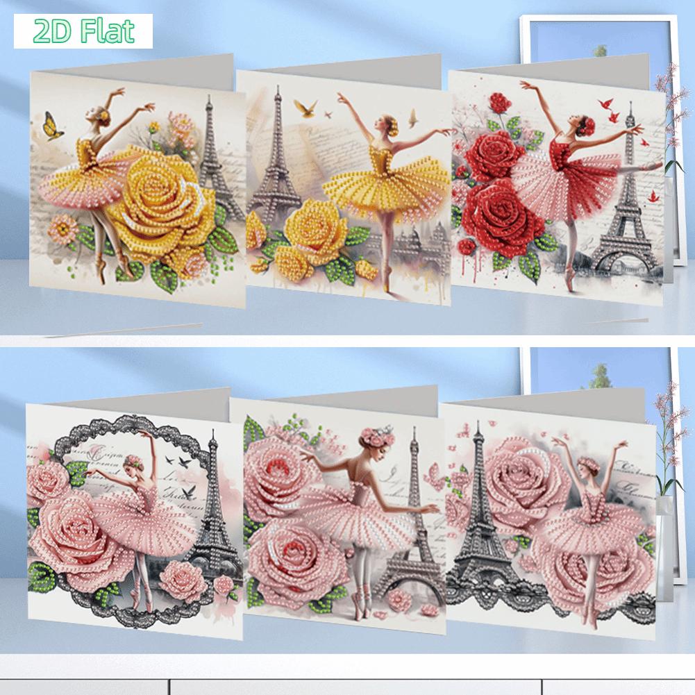 2D FLAT 6Pcs DIY Diamond Painting Greeting Card Set Rhinestone Diamond Art Mosaic Postcards for Festivals and CelebrationsDIY Diamond Painting Kit for Adults & Beginners, No Skills Needed. Sparkling Art to Brighten Rooms & Perfect Festive Gift