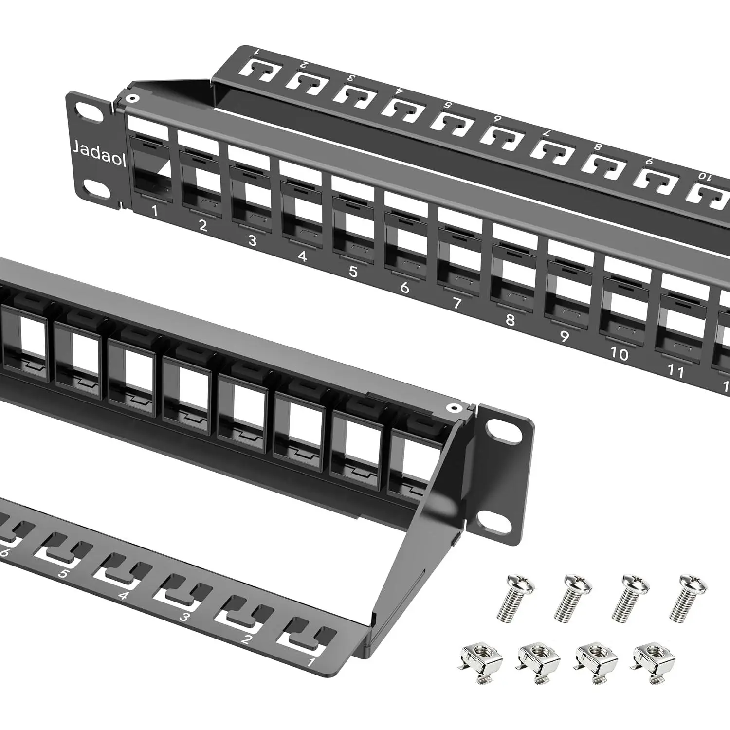 Jadaol 1U 24 Port 10Gbps Blank Patch Panel - Blank Panel with Cable Manag., Wall Mount, Cable Management & Back Bar