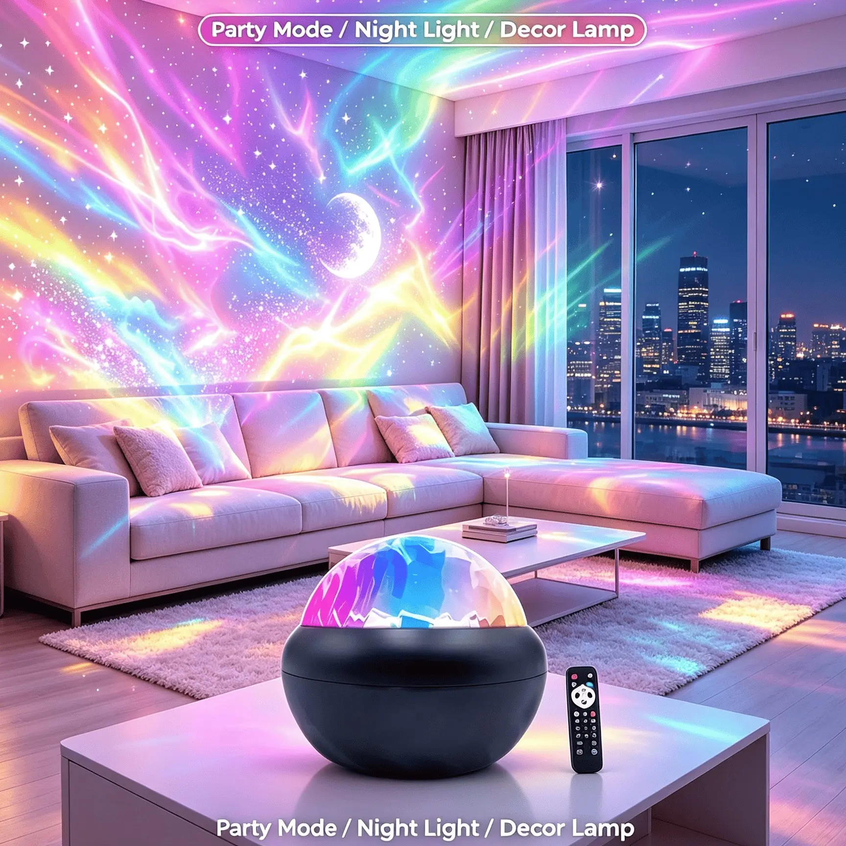 Mini Aurora Galaxy Projector Lamp, Create Magical Galaxy Atmosphere Anywhere You Go. RGB Starry Night Light with Remote Control, Color-Changing LED Ambient Light for Bedroom, Living Room & Party Home Decor. Perfect Gift for Christmas & Halloween.