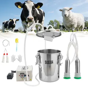 VEVOR Goat Milking Machine, 1.8 Gal/ 7 L Food-Grade Stainless Steel Bucket, 4 Teat Cups for Cows and Goats, with 8000 mAh Rechargeable Battery, Electric Pulsation Milking Machine Portable Milker