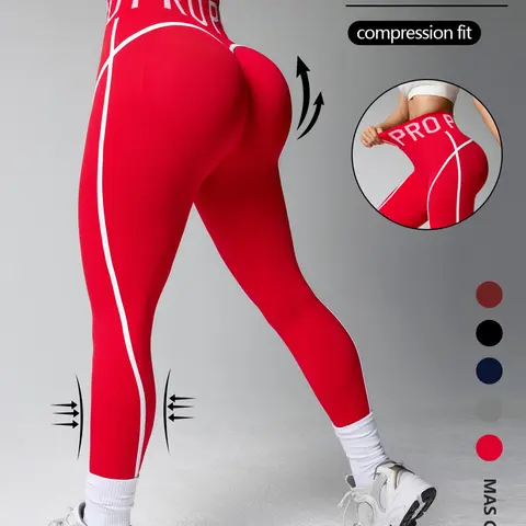 Women's High-Waisted Seamless Compression Yoga Pants, Tummy Control Butt Lifting Elastic Comfort, Workout & Casual Wear, Seamless Yoga Bottoms, All-Season Sport Leggings