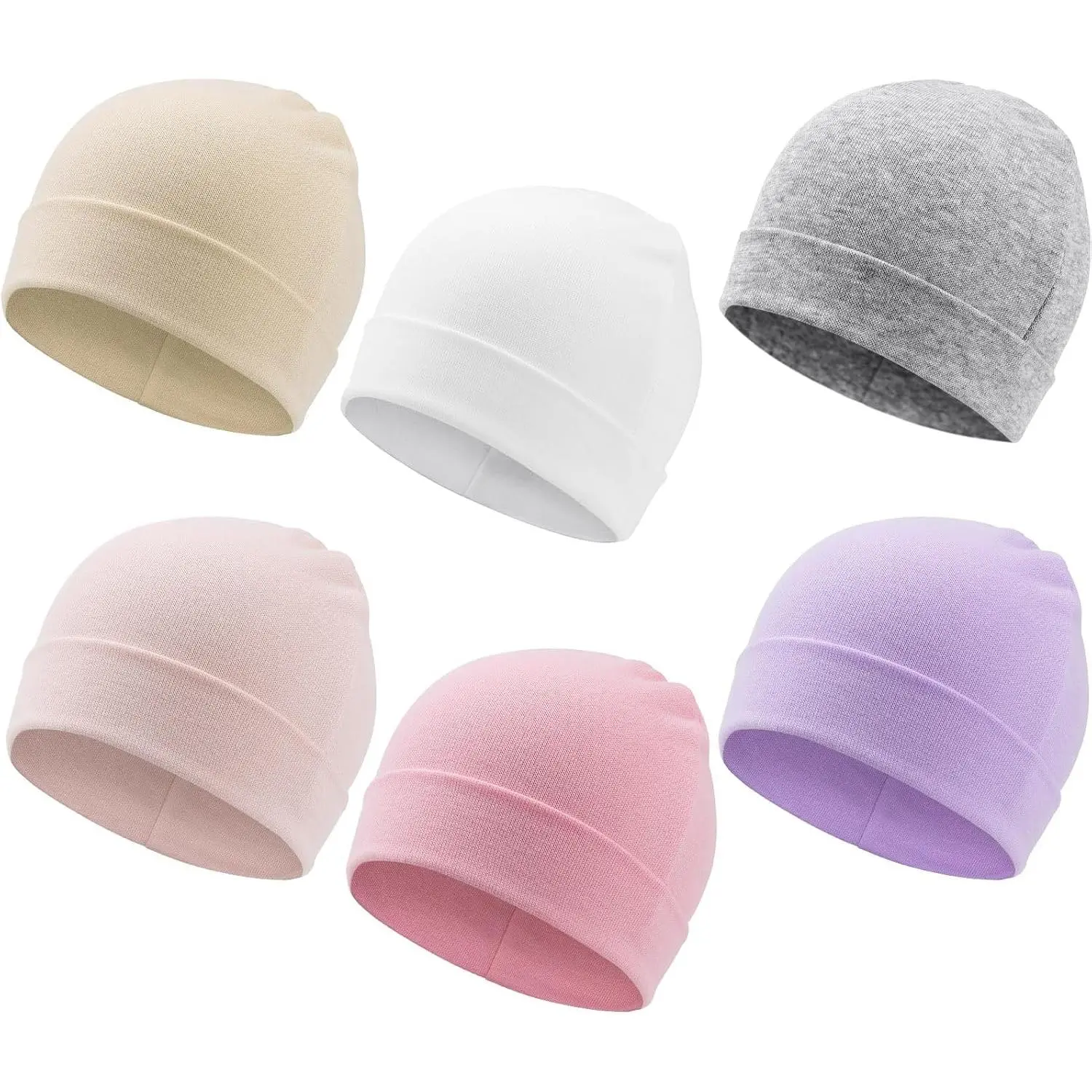 6 Pack Baby Beanie Hats  Unisex Infant Toddler Cotton Beanie Newborn Hospital Hat  Boys Girls 0-6 Months New model
