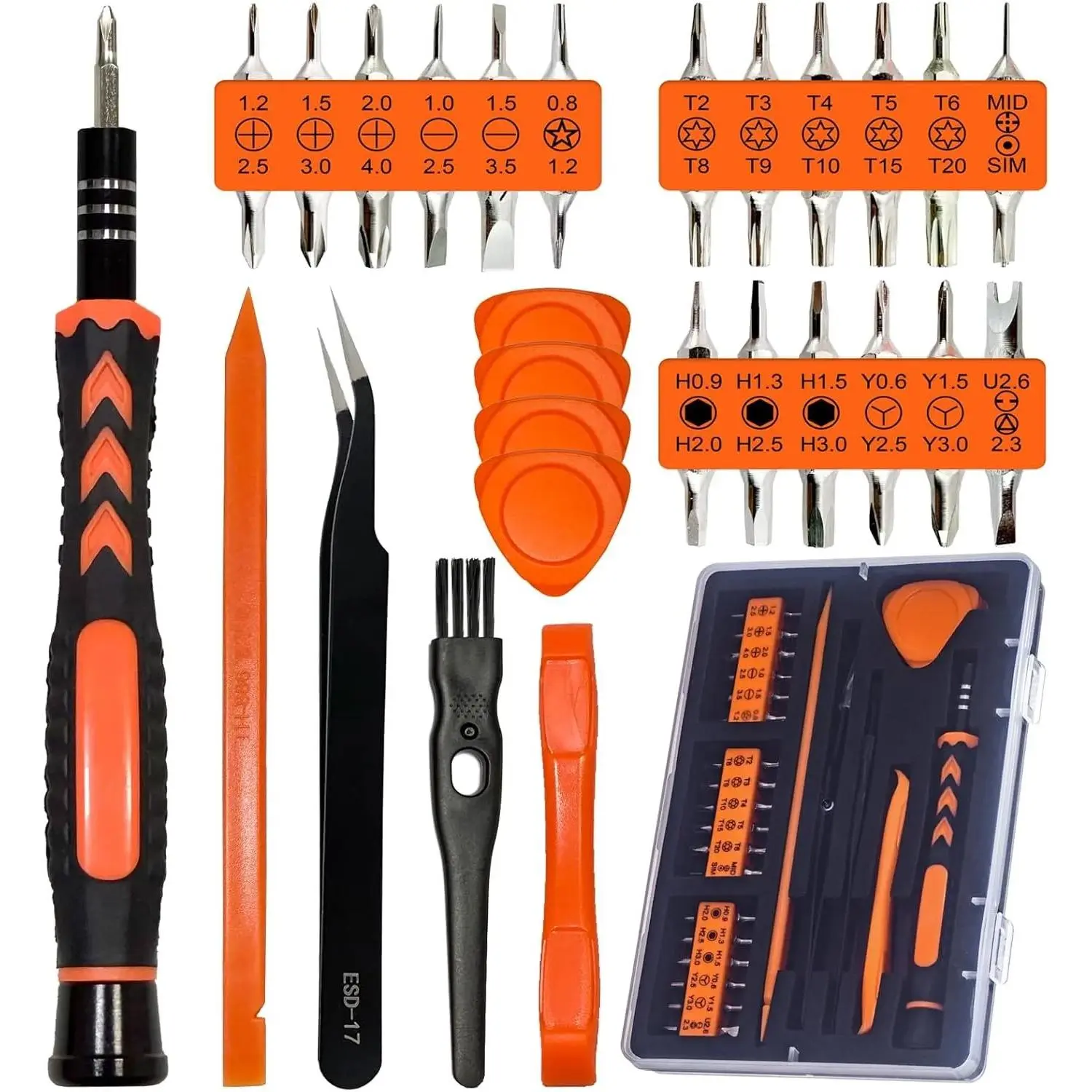 45PCS Precision Screwdriver Set With Case, Flathead Phillips Pentalobe Torx Star Small Repair Tool Kit for PC, Laptop, Tablet, Phone, PS5, XBox, Switch, Glasses, Ring Doorbell