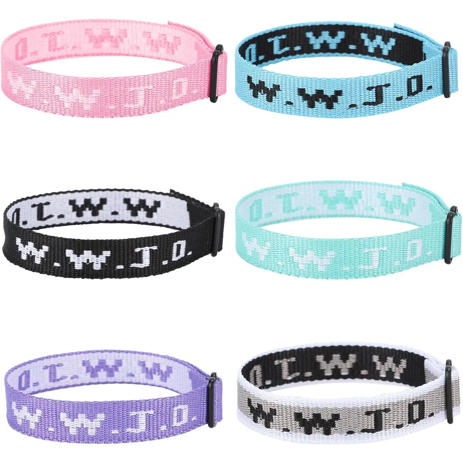 6 count WWJD Bracelets for Men and Women – What Would  Do Bracelets, Lightweight, Woven Fabric, Breathable, Everyday Wear, Faith Reminder, Unisex