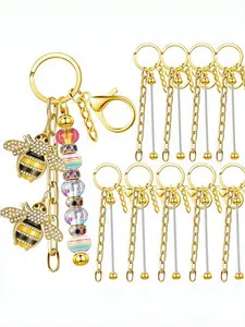 12pcs/9pcs Beaded Keychain Strips, DIY Silver Color Blank Beaded Keychains, Ideal for DIY Gifts, Wallet Making, Bag Accessories, Key Charms