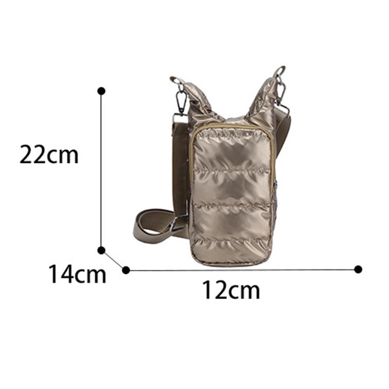 Shoulder Strap Water Bottle Carrier Bag Nylon Front Pocket Water Bottle Holder Down Portable Water Bottle Sling Bag Case Travel