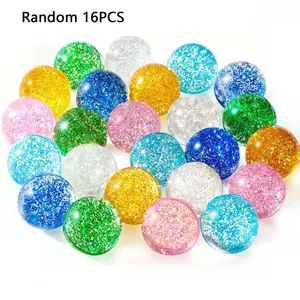 16pcs Glitter Bouncy Balls for Kids Party Favors, Playtime Fun Engaging Rubber Balls for Classroom Prizes & Birthdays, Perfect Gift Idea! Ball Set