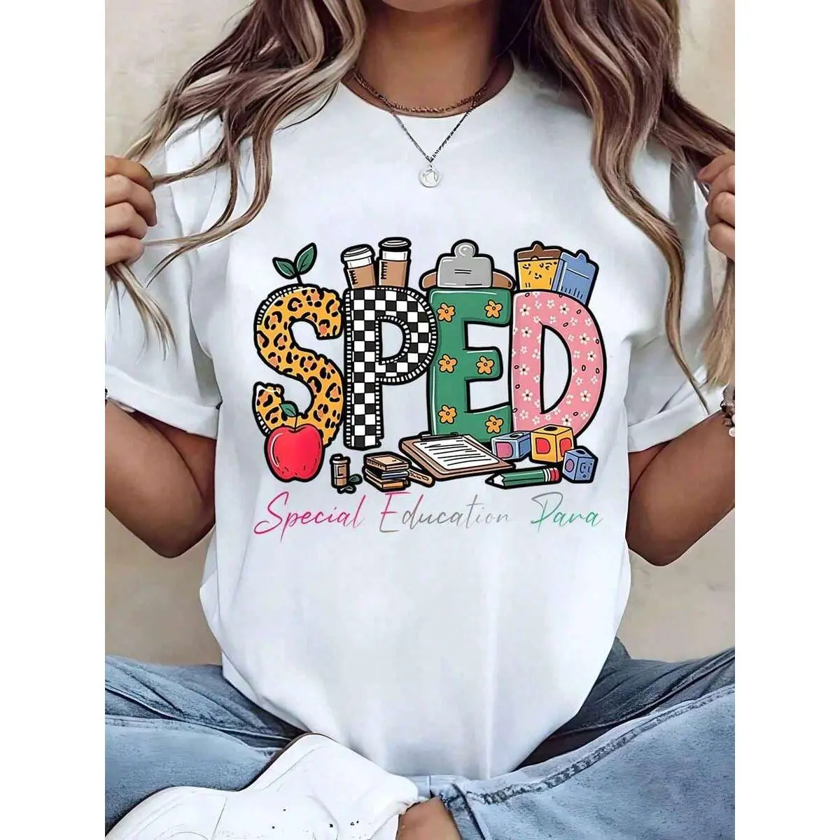 Back To School Outfits,Women's Special Education Para T-Shirt, Printed Round Neck Casual Tee, Soft Comfortable Gift For Teachers