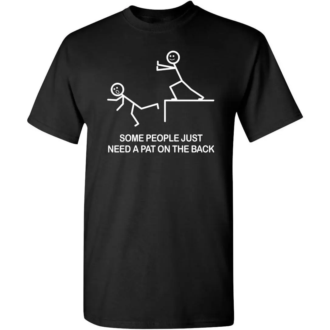 "Need A Pat On The Back" Funny Stick Figure Tee