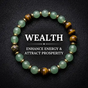1pc Money Attraction Bracelet aesthetic with Green Aventurine & Tiger Eye beaded jewelry protection bracelet encouragement gift fashion artificial bracelet of the day Colorblock Beaded Crystal Bracelet handmade Christmas Gift personal strength
