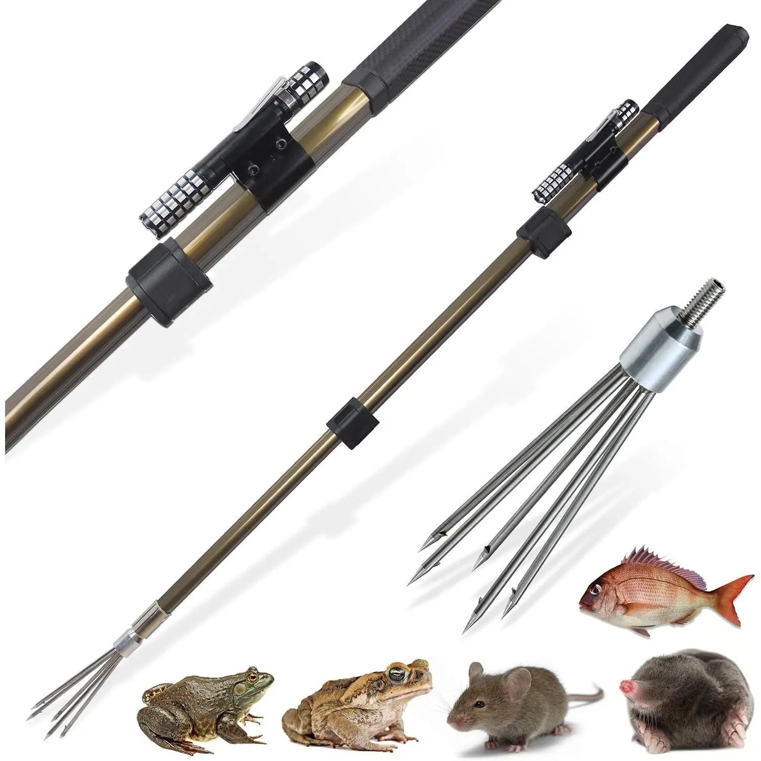 Fishing Harpoon Spear Gaff Gig Fork Hook, Catching Tool for Frog Toad Cane Bullfrogs Bufo Flounder Fish, Mole Remove Trap