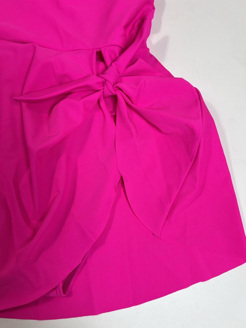 Women's Solid Color Tie Back One-piece Swimsuit, Casual Fashion Swimwear for Beach Holiday Vacation, Ladies Swimsuit for All Seasons, Summer Swimsuit, Summer Beach Swimdress, Spaghetti Strap Swimsuit, Trendy Monokini Swimsuit