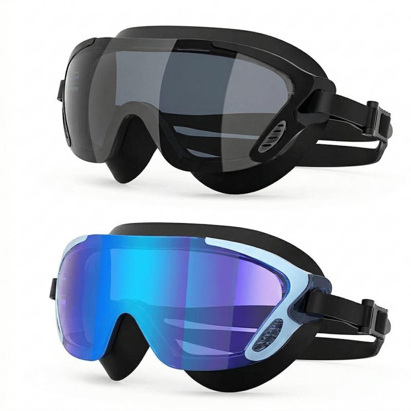 2 Pack Mirrored Large Frame Swimming Goggles Anti-Fog UV Protection Leakproof Swim Eyewear for Men and Women