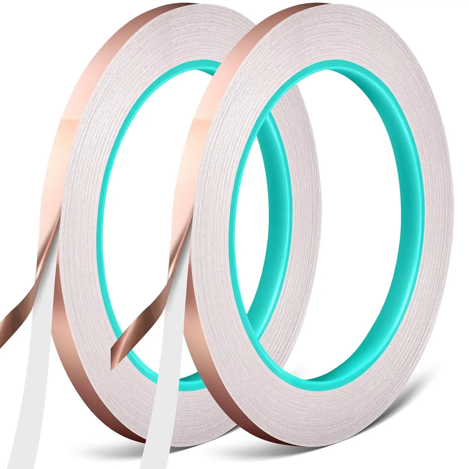 Copper Foil Tape, 2 Packs Copper Adhesive Tape Strip with Double-Sided Conductive for Stained Glass, EMI Shielding, Paper Circuits, DIY Home Décor, Soldering, Electrical Repairs