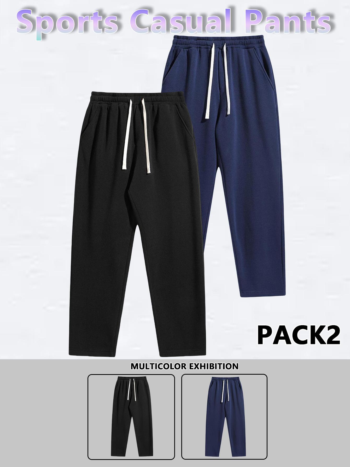 Men’s Regular Fit Solid Drawstring Waist Sweatpants, Casual Pocket Design Pants for Fall & Winter, Men’s Trousers for Everyday Wear, Yoga Training Pants, Vacation Outfits, Essentials, Men’s Outfits