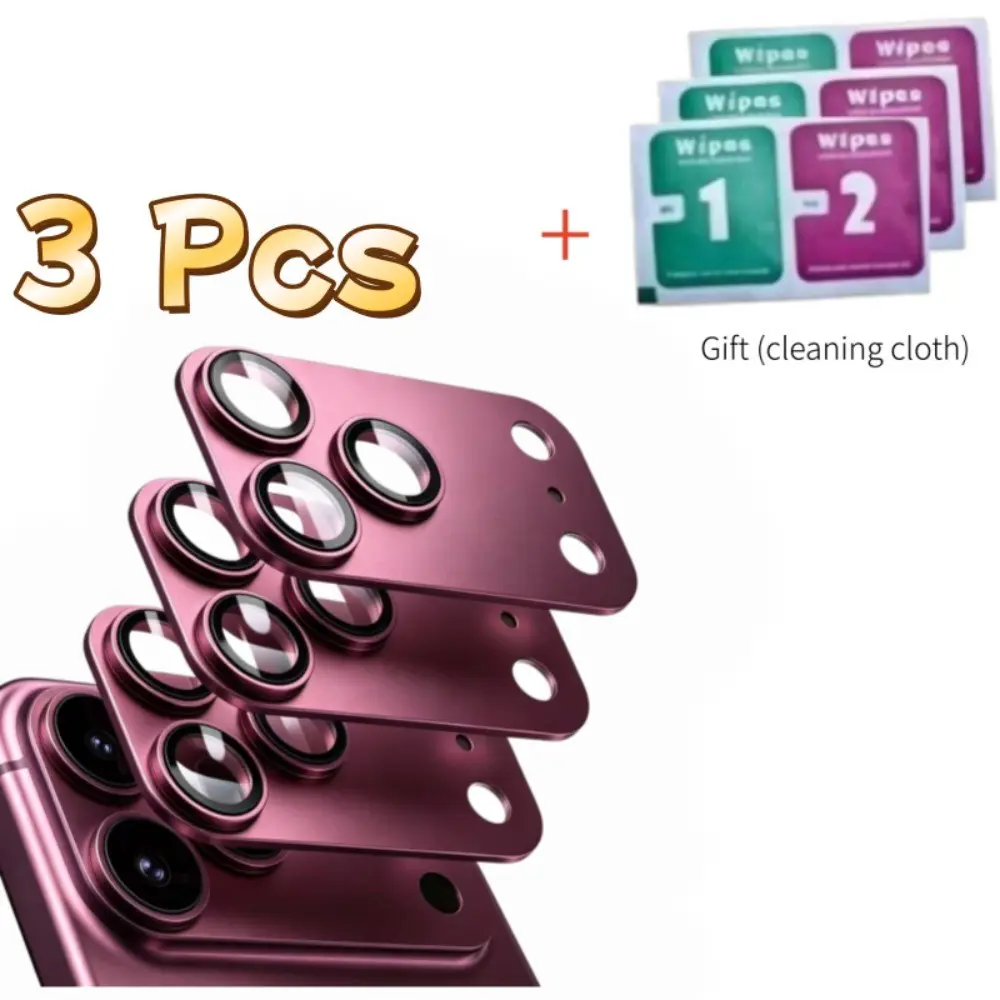 3 Pcs Lens Protective Film, Stylish Aluminum Alloy Armor Phone Rear Camera Lens Film, Compatible with the latest iPhone 18 Pro Max/18 Pro / 17 Pro Max /17 Pro series, Full Coverage, Precisely Fits the Actual Device Models