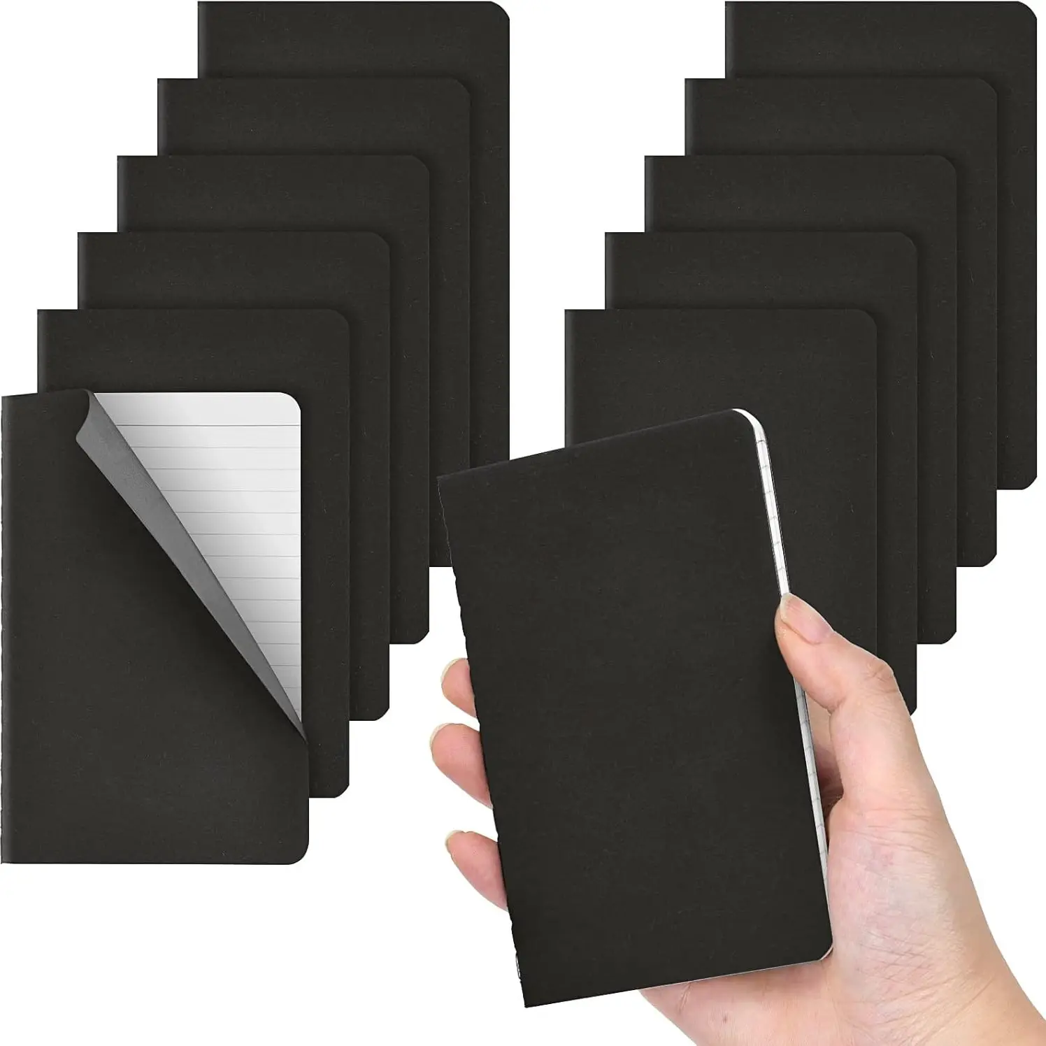 12-Piece Mini Notebook Set, 3.5 X 5 Inch Passport Inner Lining, Soft Cover, Memo Book, Ideal for Travel Writers, 30 Sheets, 60 Pages