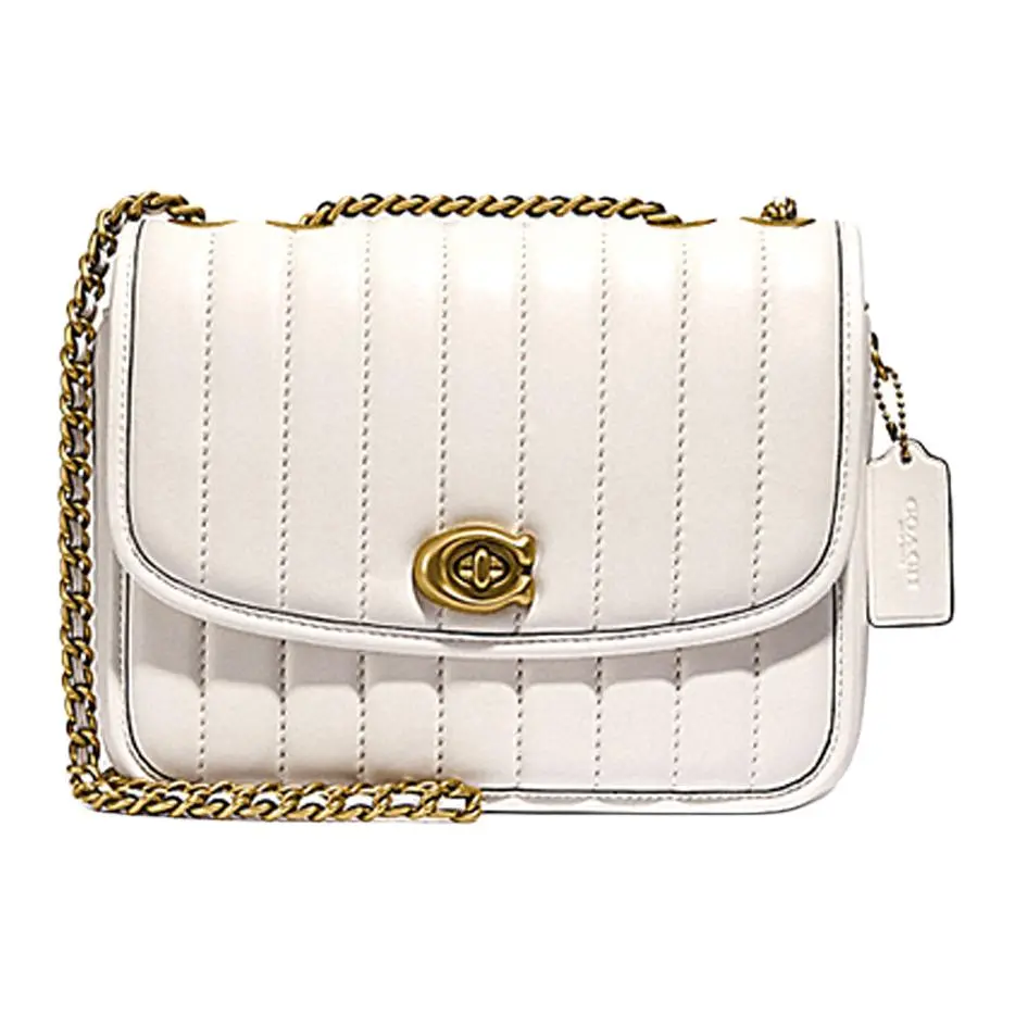 COACH Madison 23 Quilted Chain-Strap Crossbody Bag for Women in Pink and White Nappa Leather