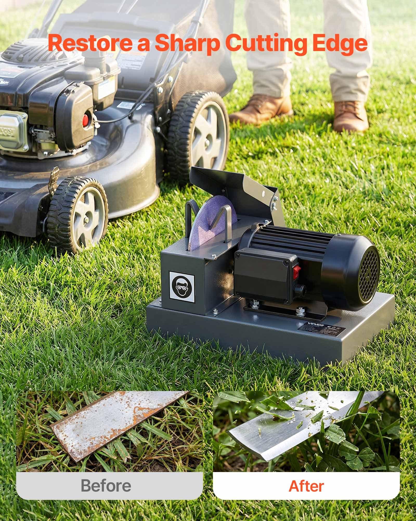 VEVOR Lawn Mower Blade Sharpener, 1HP Lawnmower Blades Grinder with 9" Ceramic Grinding Wheel, Grit Collector & Balancer, 30 ° /40 °   Blade Sharpening Machine for High Lift, Low Lift, Gator & Flat Blades