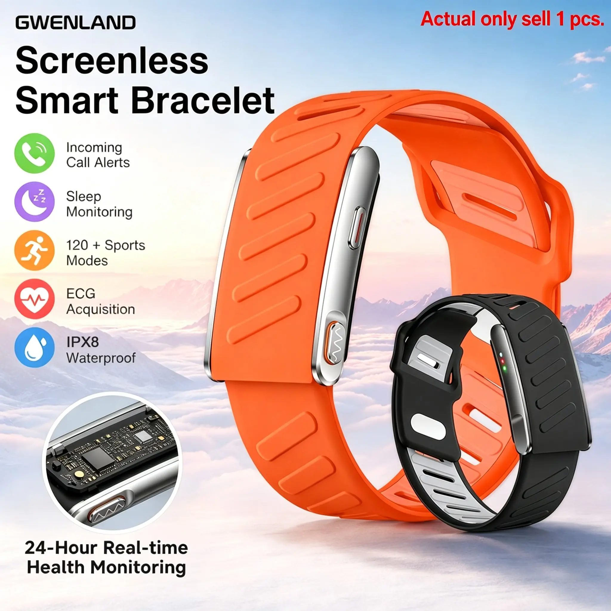 2026 Newest Screenless Smart Bracelet, 100+ Sports Modes, Step Counter, Activity Tracker, Message Notifications, Camera Control, Back-To-School Gift