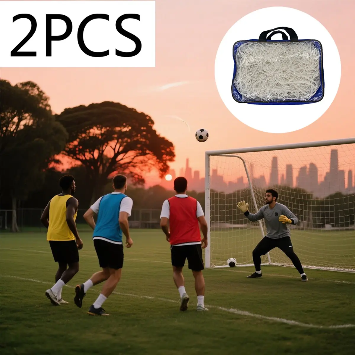 2 Football Nets, Halloween Gift, Pe Material, Standard 3/5/7/11 Player Sizes, Durable Replacement Nets, Includes Storage Bag