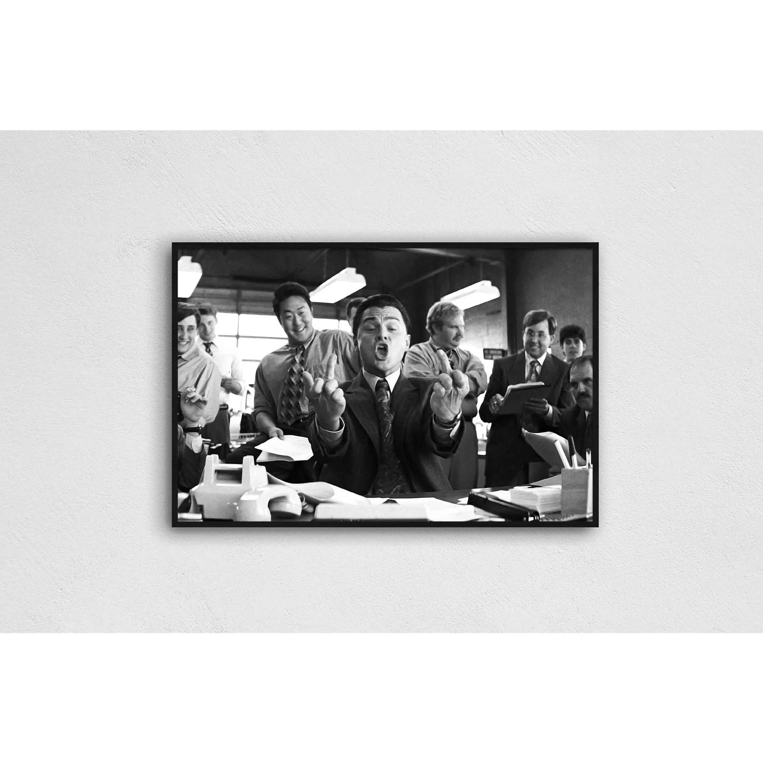 WOLF Of Wall Street Flip Off Black & White Print Poster, Home Decor for Room, Multi-Size (11x17 in) Gift Option