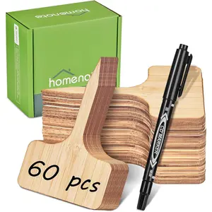Bamboo Plant Labels 60Pcs Plant Tags for Seedling T-Type Tags for Plants Outdoor Garden Markers Vegetable Seedling(2.36 * 4")