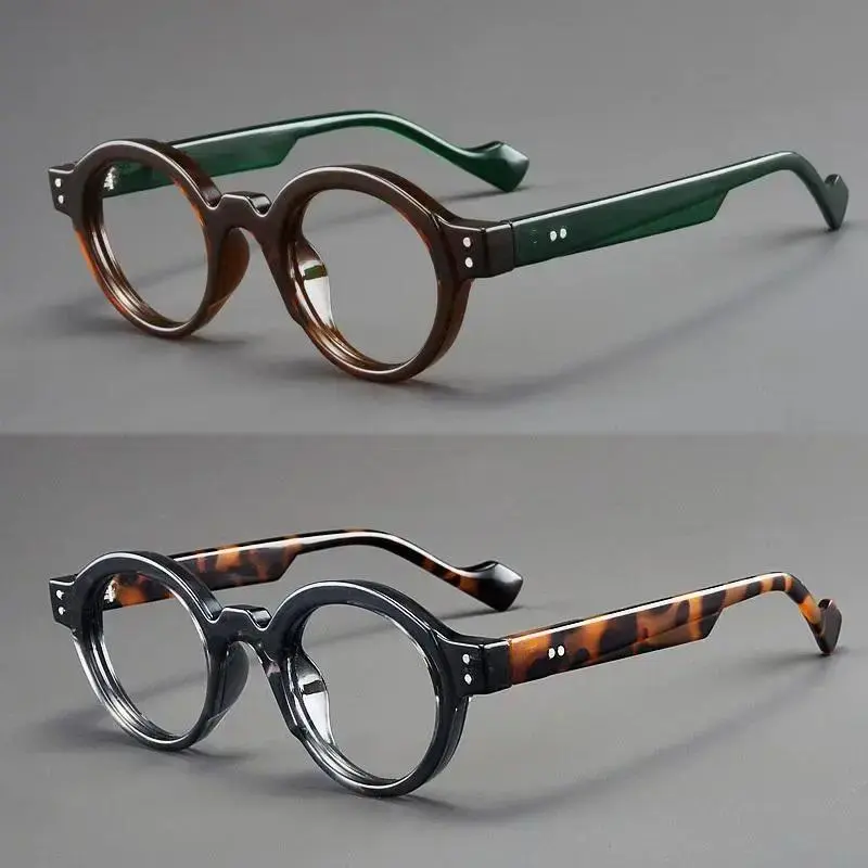 2 Pack Blue Light Blocking Glasses for Men & Women, Retro Round & Square Frame Computer Glasses, Anti Eye Strain Screen Eyewear with Case, Non-Prescription Gaming & Work Glasses for Office, Study & Home Use