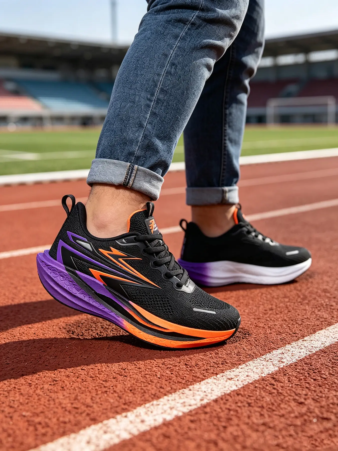 Men's Racing Shock Absorbing Running Shoes, Lightweight Breathable Mesh, Anti-Slip Durable Sole, Multiple Colors, Ideal for Various Sports