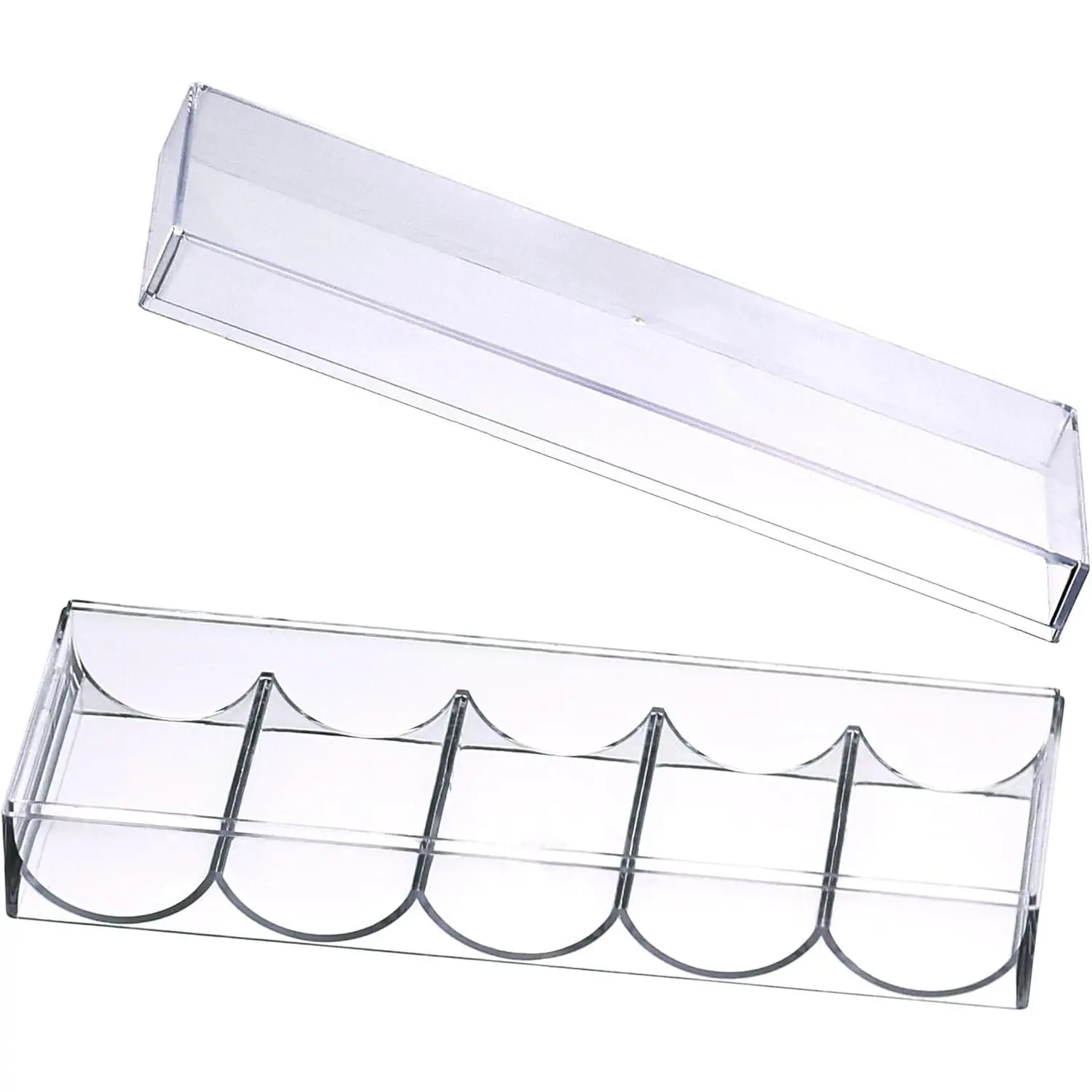 Clear Acrylic Poker Chip Holder Tray Racks with Lid Each Can Hold 100 Chips