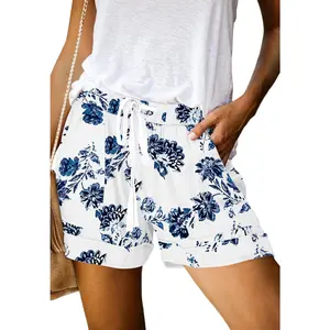 Womens Casual Drawstring Shorts Summer Elastic Waist Shorts Pocketed Pants