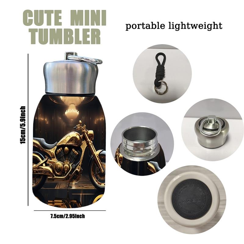 1pc 10.5oz Stainless Steel Tumbler - Leak-Proof, Insulated, Reusable, Hand Wash Only, Chic & Practical, Golden Cruiser Majesty Art Design, Perfect for Office, Camping & Holidays, Ideal Holiday Gift, Durable Drinkware, Office Essentials