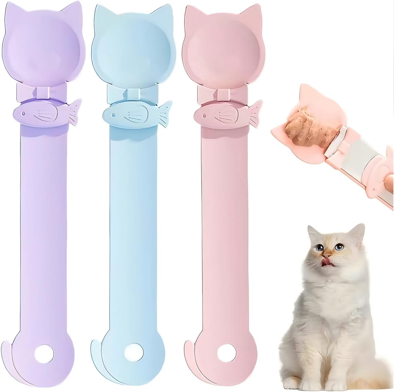 Cat Treat Spoon Set 3-Pack Squeeze Feeder for Licky Treats & Wet Food Multi-Function Dispenser Easy Feeding Pet Gift mess free  Water and Food Dispenser Portable