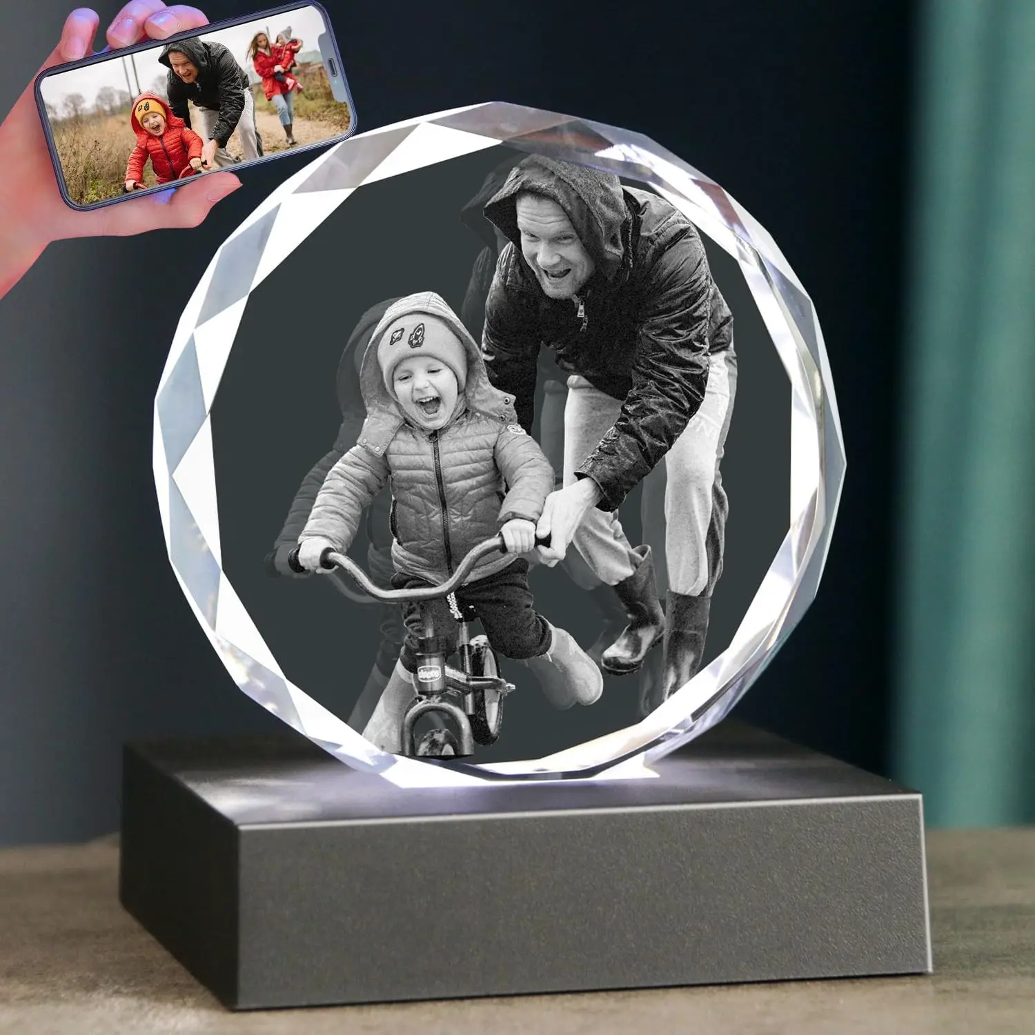 3D Photo Crystal, Customized Birthday Photo Gift,3D Picture in Crystal,Personalized Gift For Mom,Wife,Women,Men, Customized Anniversary,Memorial,Couples Gifts