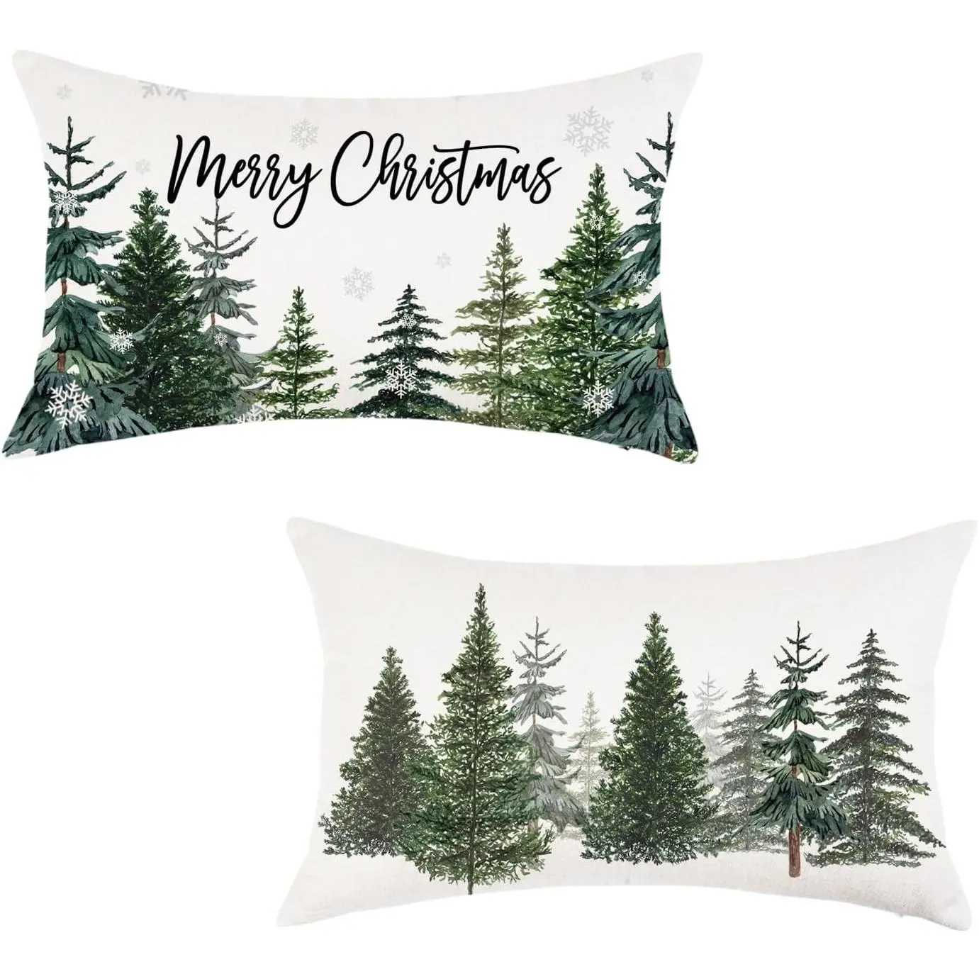 Christmas Tree Throw Pillow Covers 12x20 Inch Set of 2 Merry Christmas Snowflake Winter Decor  Cushion Cases for Couch  Decorations