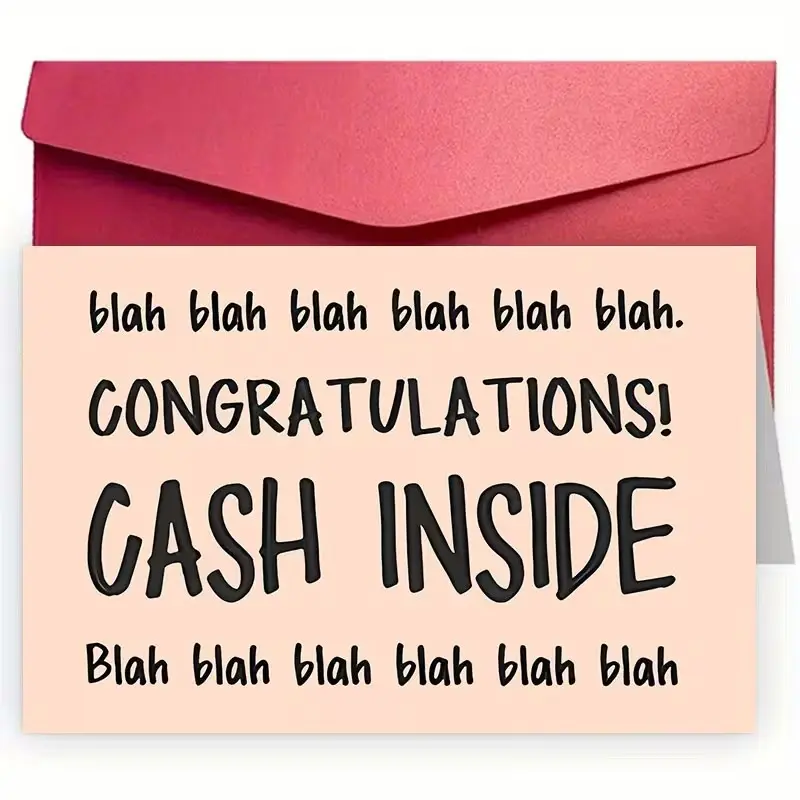 1pc, Simple Graduation Card with Envelope, Suitable for Daughter, Son, Nephew, Niece, Friend, Congratulatory Message Includes Cash, Ideal for Graduation, Humorous Graduation Card