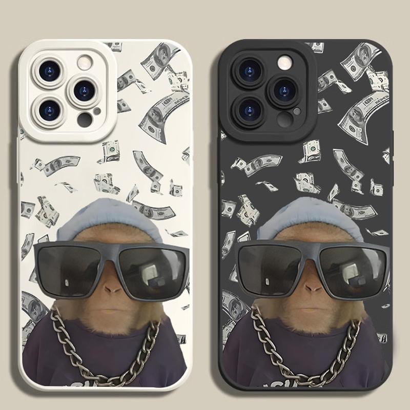 Cool Monkey Pattern Phone Case, TPU Soft Silicone Material, Full Protection Shockproof, Compatible with iPhone 17 Pro Max 17 Air  15 Pro Max 14 Plus 13 12 11 X 16 Pro Max, Funny Clown Men's Style