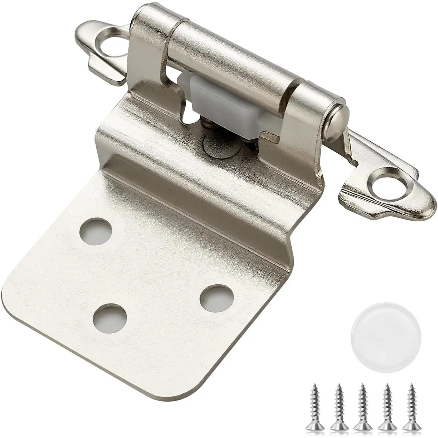 Satin Nickel Cabinet Hinges Self Closing, 3/8 Inch, 50 Pack (25 Pairs) | Semi-Concealed Design, Face Mount Hardware, Kitchen Cabinet Doors, Cupboards, Cabinet Hardware, Door Mounting, Kitchen Use