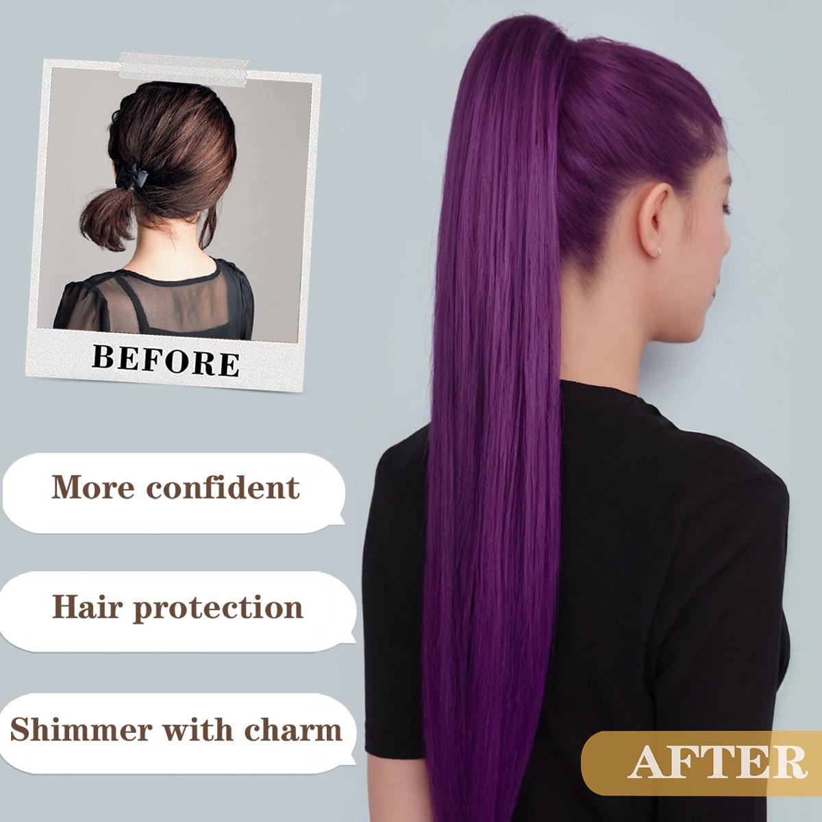 26-Inch Long Straight Purple Ponytail Wig for Women | Claw Clip Design | Natural-Looking Hair Extension Perfect for Daily Wear, Parties & Casual Outfits