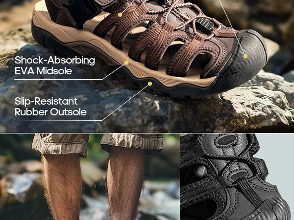 NORTIV8 Men's Closed Toe Outdoor Hiking Sandals for Breathable and Anti-Slip Adventure Walking Snorkeling Athletic Shoes