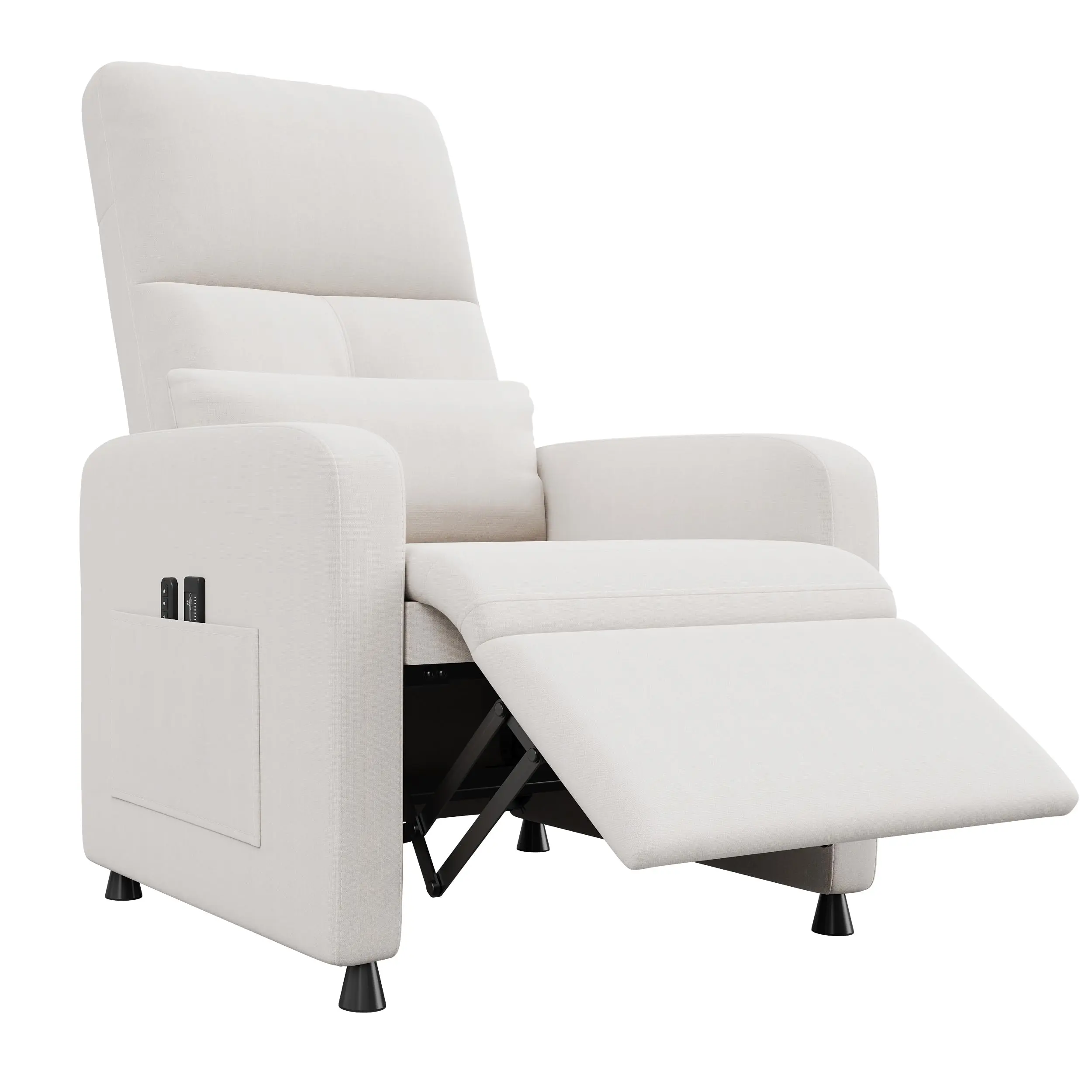 Three Position Power Recliner Chair Faux Linen Adjustable Electric Lounge Sofa for Living Room Bedroom Home Theater White