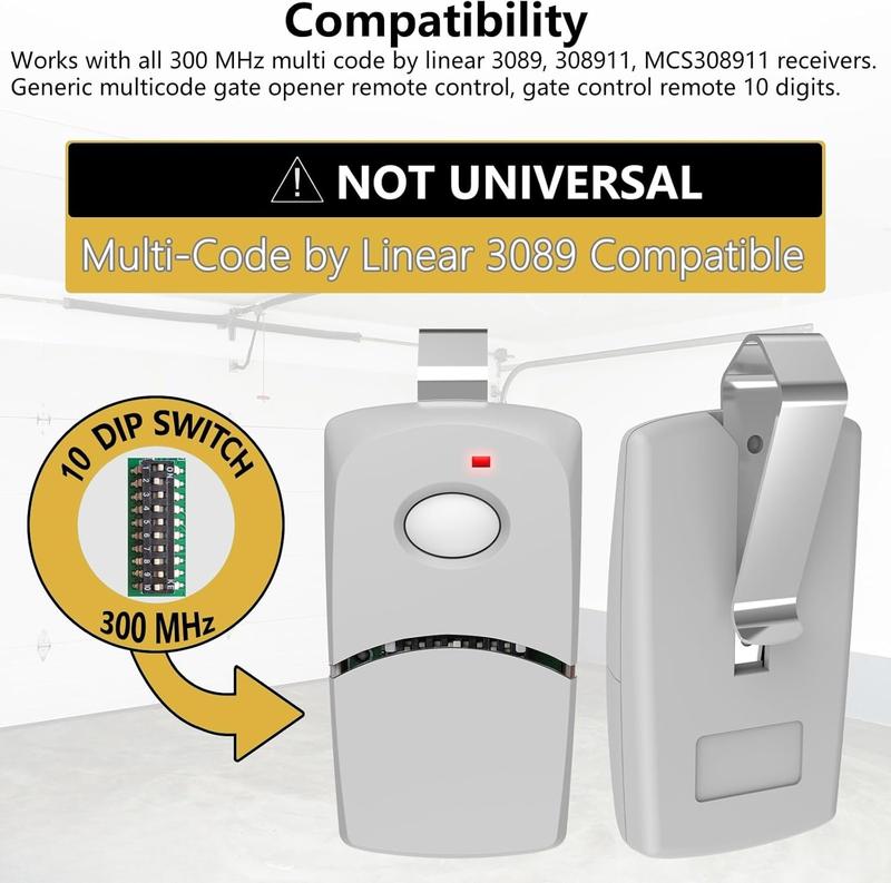 Garage Door Opener Remote for Linear Multi-Code 3089 308911 MCS308911 ...