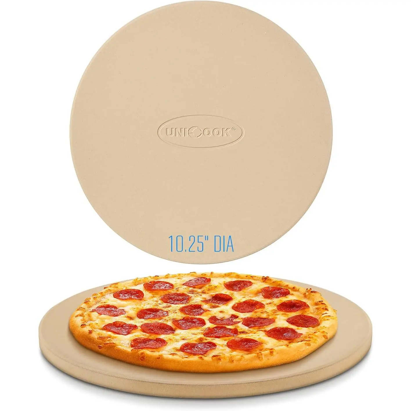 10.25-Inch Round Pizza Bakeware Stone, Small Oven-Grill Bread Baking Stone for Crisp-Crust Personal Pizza, Bread