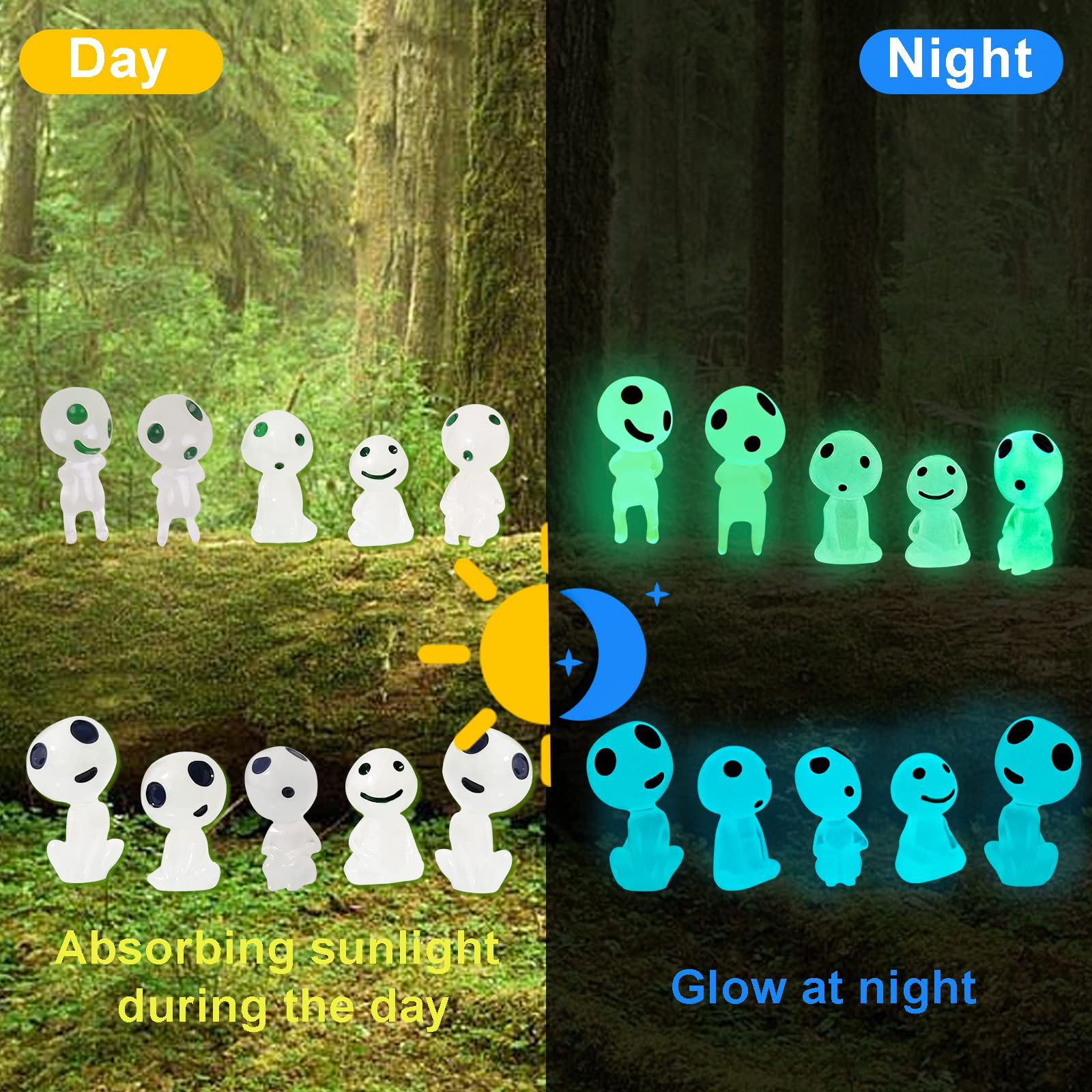 Glow in Dark Tree Elves Decorations, Miniature Fairy Luminous Ghosts for Garden, Aquarium, Dollhouse, Potted Plants, Christmas DIY Supplies, Resin Models