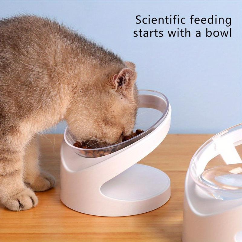 Ergonomic 15-Degree Tilt  , Suitable for Cats and Small Dogs - Neck Comfort Enhancing Stand, Anti-Vomiting Design, Smooth Curved Plastic  for Food and Water, White, Anti-Vomiting   | Fashion   | Stable   pet wate bowl