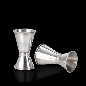 0.5 & 1 oz 15ml & 30ml 304 Stainless Steel Double Jigger Liquor Measuring Cup with Recipe, Quick Accurate Measurement, Round Edge Thin Waist for Comfortable Holding, Ideal for Cocktail Making