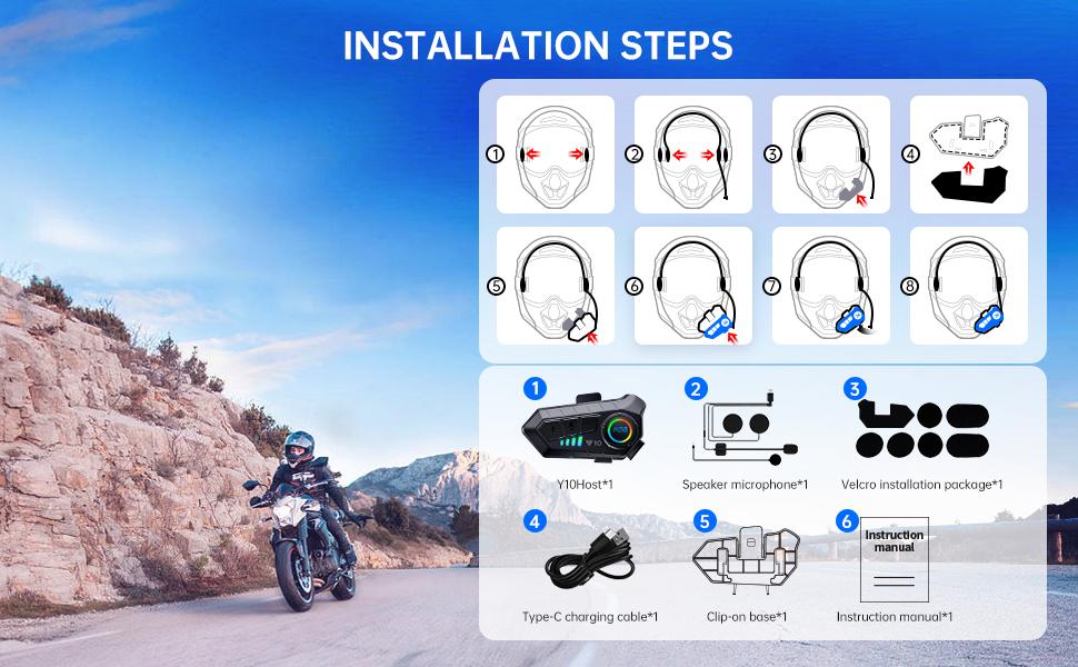 Motorcycle Bluetooth Headset Speaker Skiing Earphone Waterproof Bluetooth Helmet Headset with Noise Cancellation Ultra-Thin Wireless Bluetooth Headphones for All Helmets