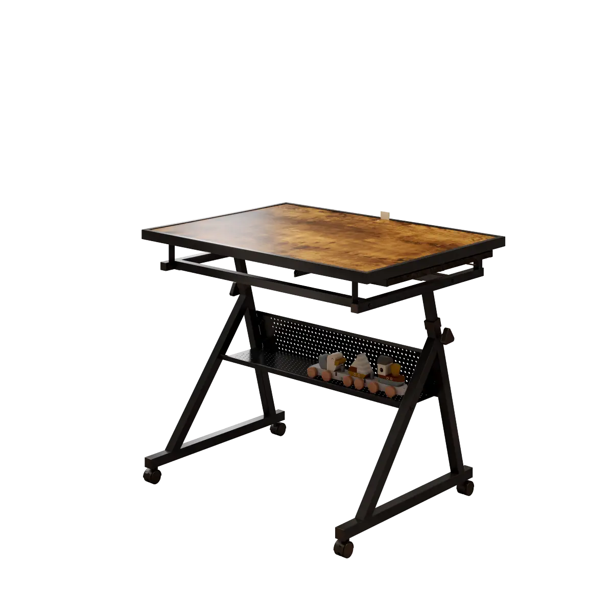 Black Melamine Puzzle Table (35.43"l * 23.62"w) - Adjustable Height, 16 Tilt Angles, Felt Sorting Trays, Dust Cover, Lockable Rolling Wheels, Metal Shelf, 10 lbs Capacity, Ergonomic Use, Holds 1500 Pieces for Home Leisure