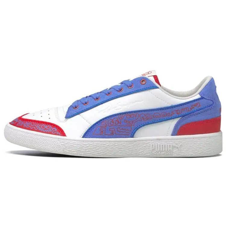 PUMA Ralph Sampson Mr Doodle Two-Layer Leather Synthetic Color Block Casual Low-Top Sneakers 380539-01